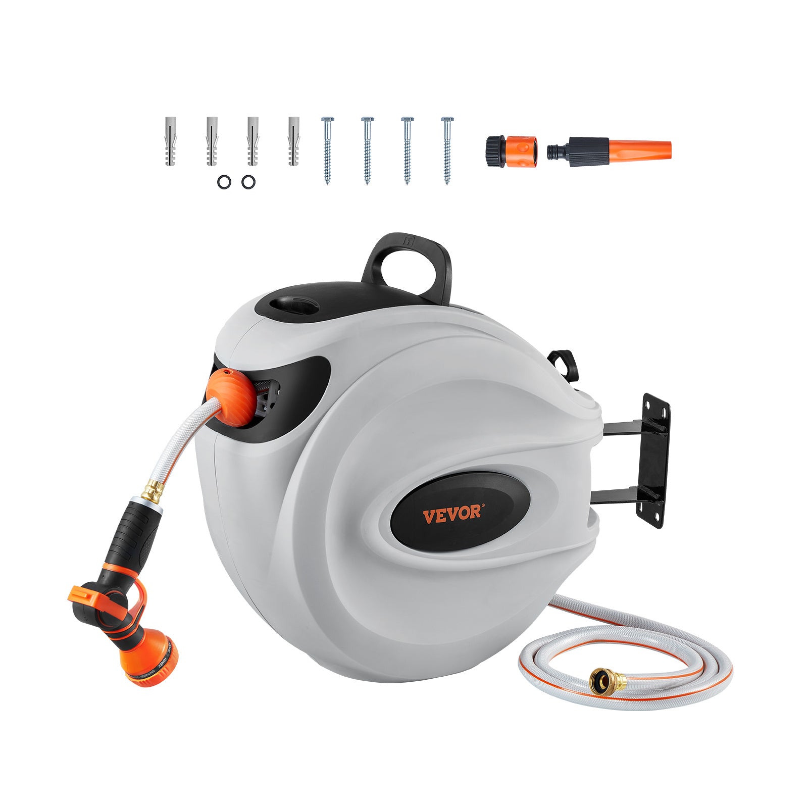 VEVOR Retractable Hose Reel – 100 ft Wall-Mounted with 9-Pattern Nozzle